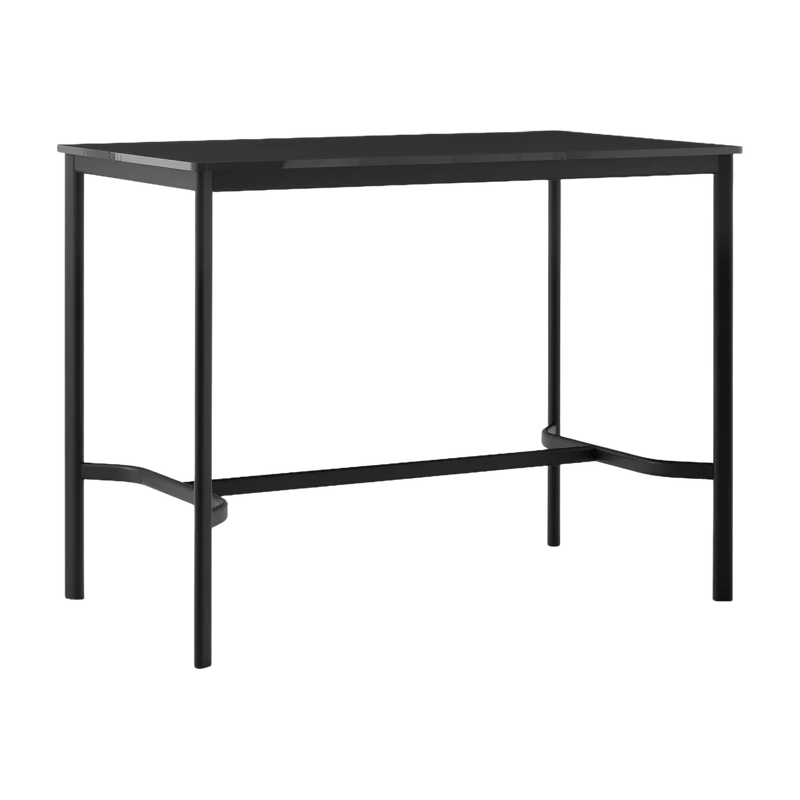 Table rectangulaire haute en acier noire et piètement noir 140 x 80 x 105 cm Drip HW114 - &tradition