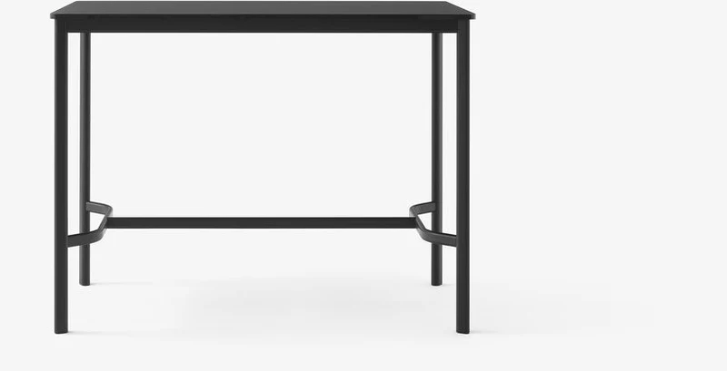 Table rectangulaire haute en acier noire et piètement noir 140 x 80 x 105 cm Drip HW114 - &tradition
