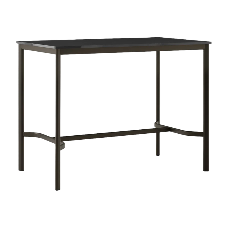 Table rectangulaire haute en acier noire et piètement bronze 140 x 80 x 105 cm Drip HW114 - &tradition
