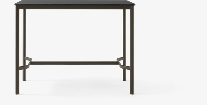 Table rectangulaire haute en acier noire et piètement bronze 140 x 80 x 105 cm Drip HW114 - &tradition