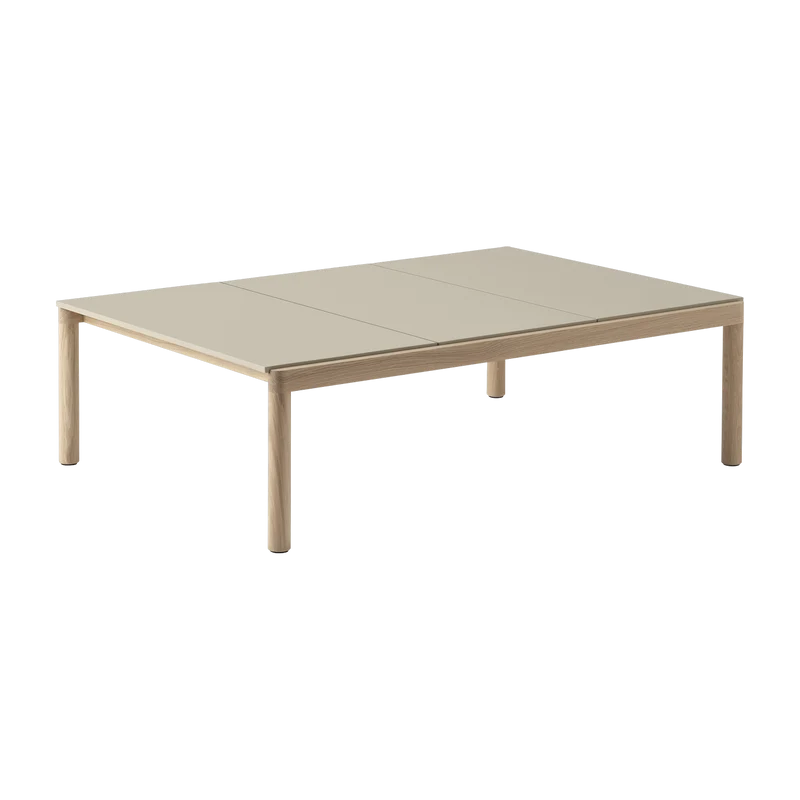 Table basse en grès beige sable lisse et chêne naturel 85 x 120 cm Couple - Muuto