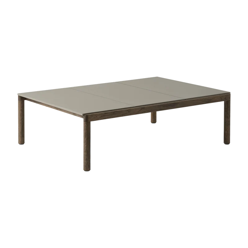 Table basse en grès taupe lisse et chêne foncé 85 x 120 cm Couple - Muuto