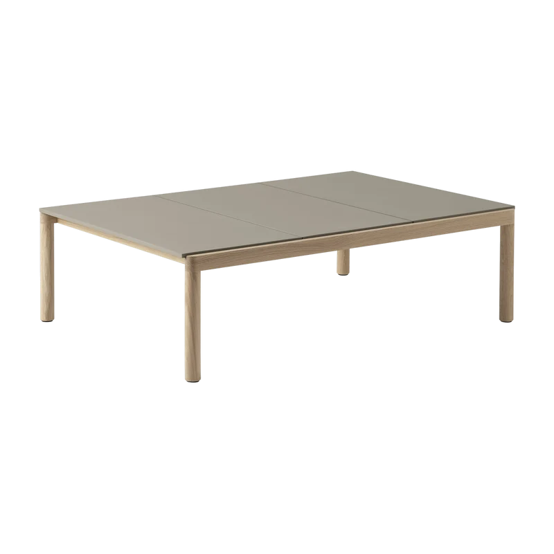 Table basse en grès taupe lisse et chêne naturel 85 x 120 cm Couple - Muuto
