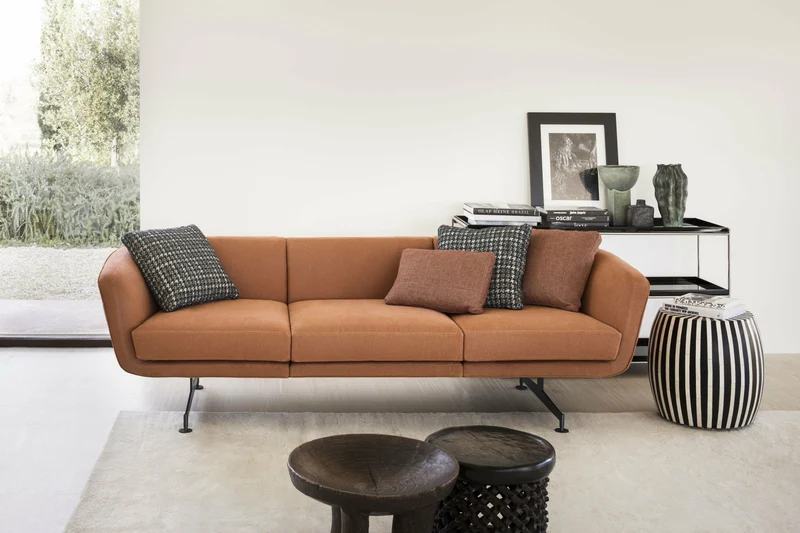 Canapé 3 places en tissu gris tourterelle 245cm Betty - Kartell