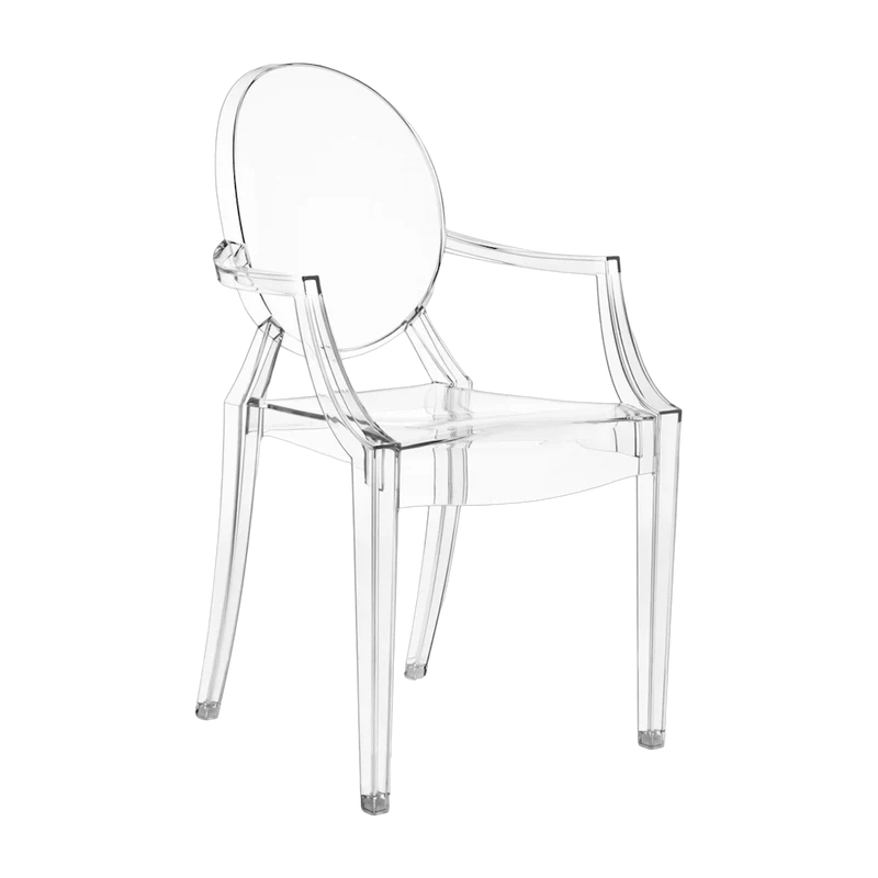 2 Chaises avec accoudoirs Cristal matériau responsable Louis Ghost - Kartell