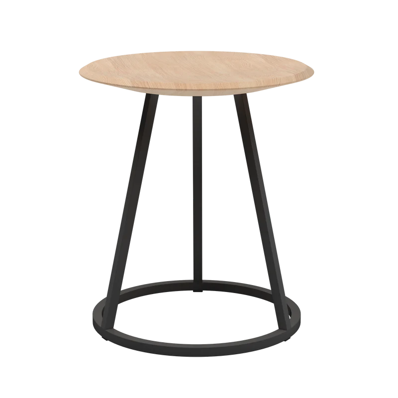Tabouret rond en frêne naturel et métal gris ardoise mat 45 cm Gustave - Hartô