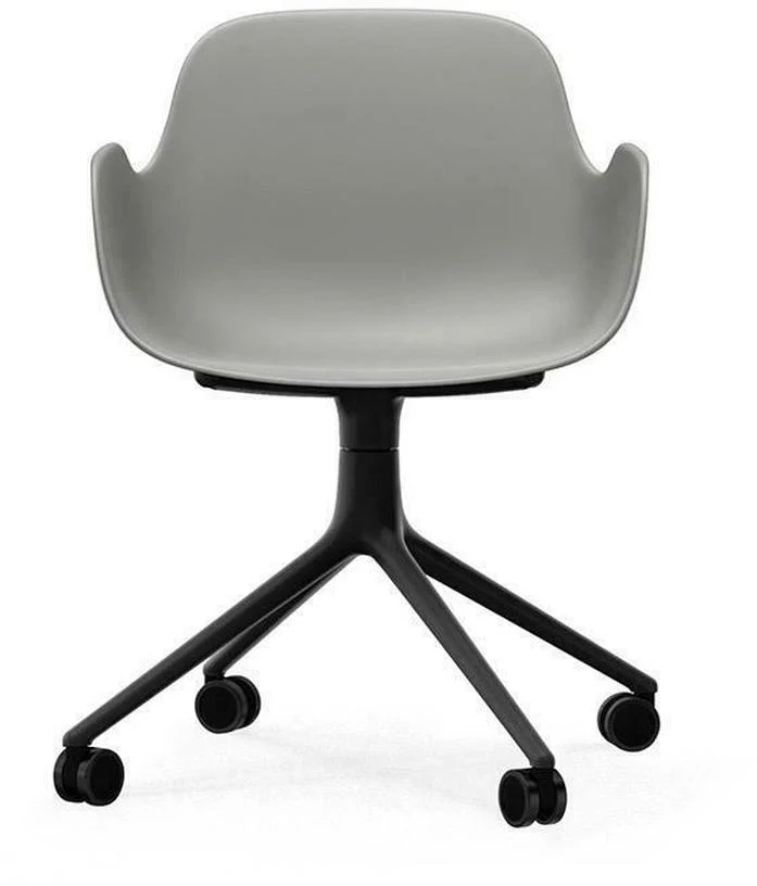 Chaise de bureau à roulettes avec accoudoirs en pp grise et noire Swivel 4W Grey - Normann Copenhagen