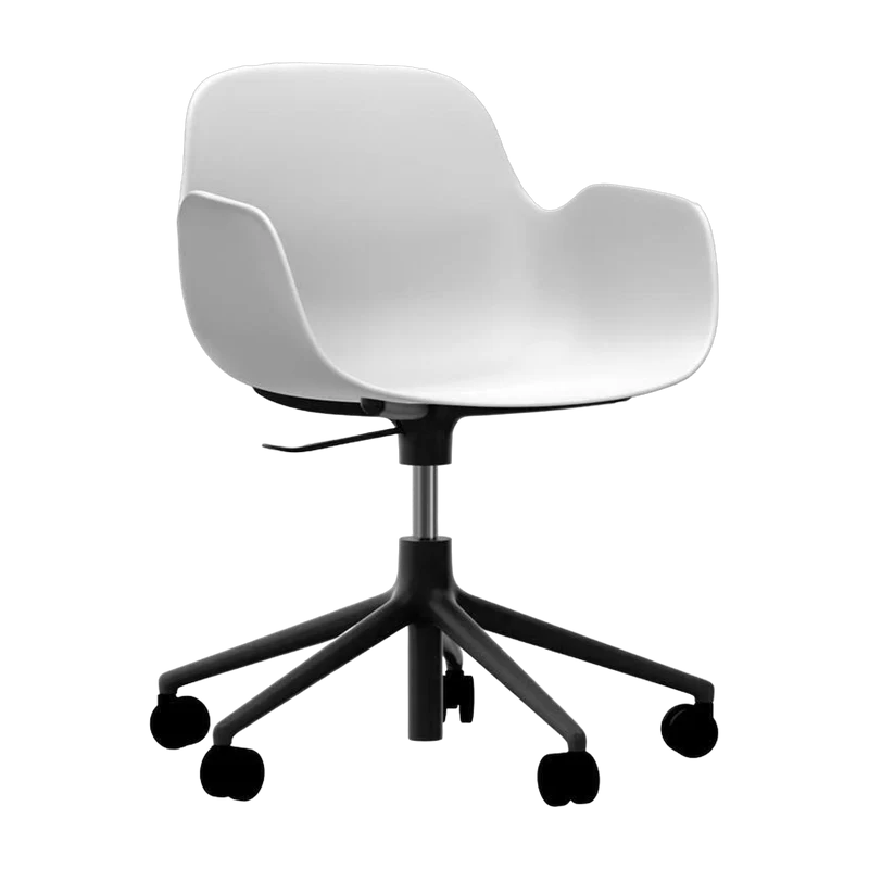 Chaise de bureau réglable à roulettes avec accoudoirs en pp blanche Swivel 5W blanc - Normann Copenhagen