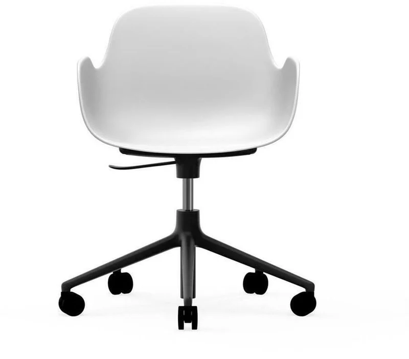 Chaise de bureau réglable à roulettes avec accoudoirs en pp blanche Swivel 5W blanc - Normann Copenhagen