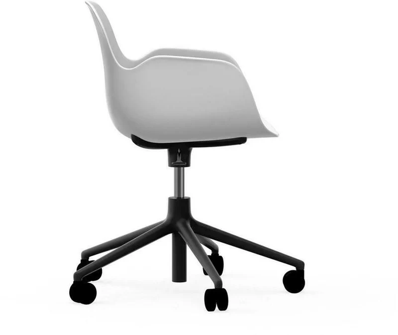 Chaise de bureau réglable à roulettes avec accoudoirs en pp blanche Swivel 5W blanc - Normann Copenhagen
