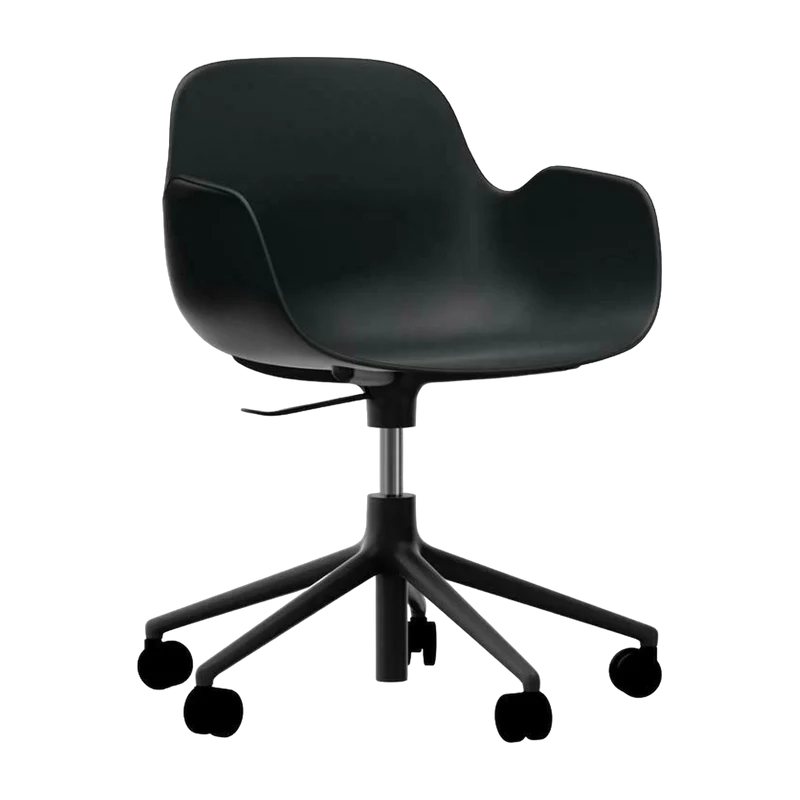 Chaise de bureau réglable à roulettes avec accoudoirs en pp noire Swivel 5W noir - Normann Copenhagen