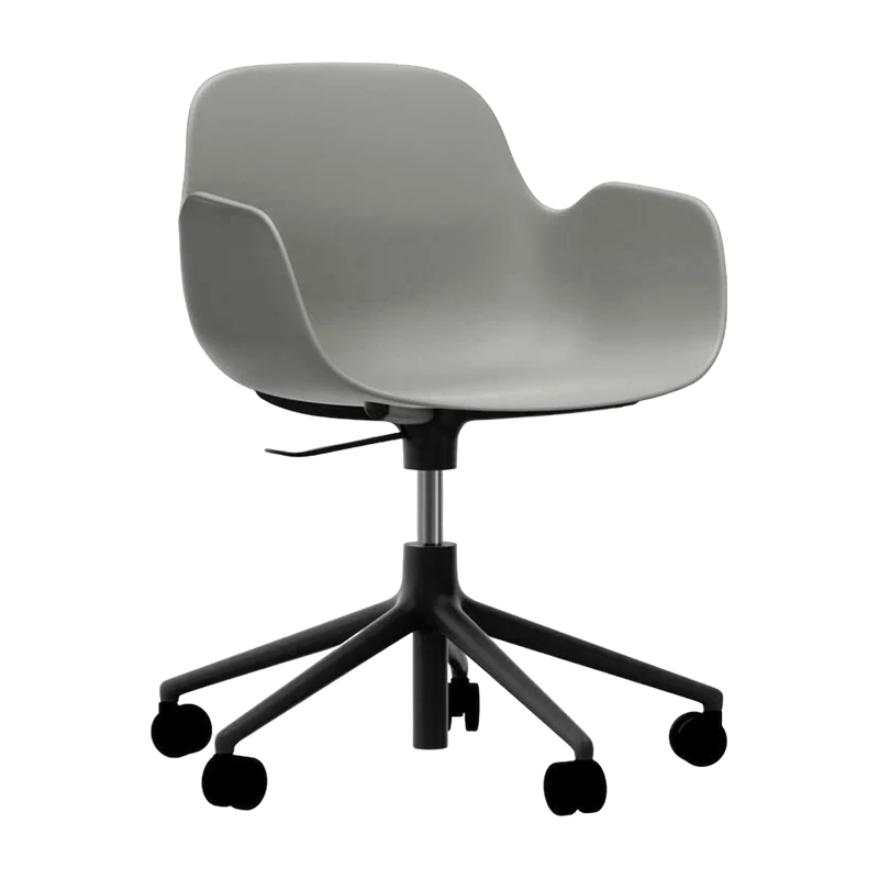 Chaise de bureau réglable à roulettes avec accoudoirs en pp grise Swivel 5W Grey - Normann Copenhagen
