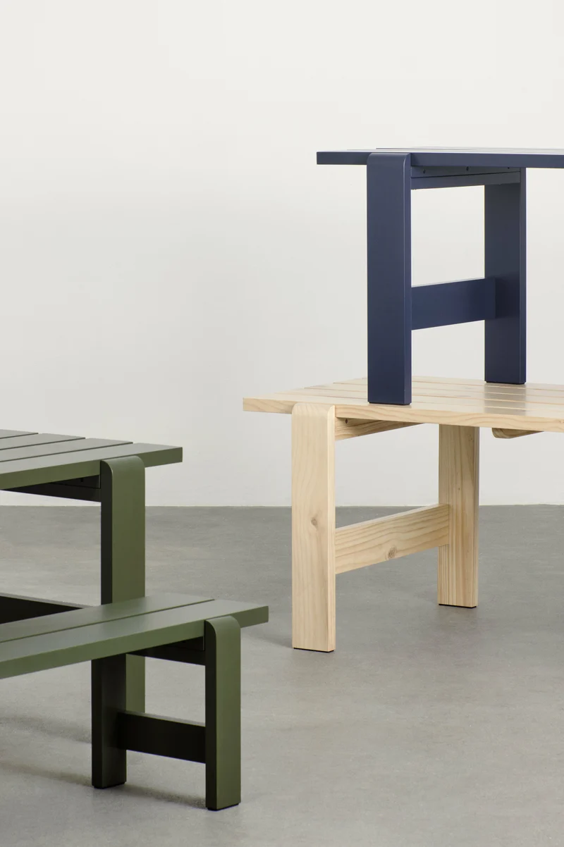 Banc en pin laqué olive 111 x 23 x 45 cm Weekday - Hay