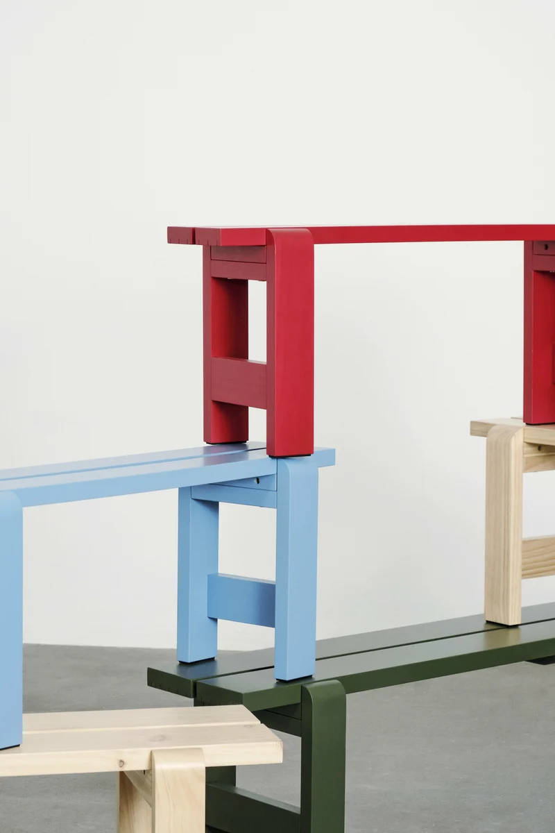 Banc en pin laqué rouge 111 x 23 x 45 cm Weekday - Hay