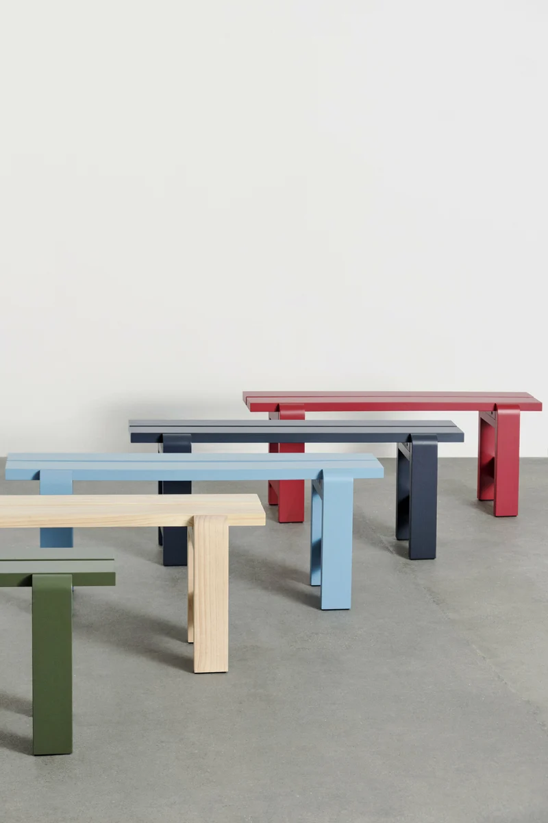Banc en pin laqué rouge 111 x 23 x 45 cm Weekday - Hay