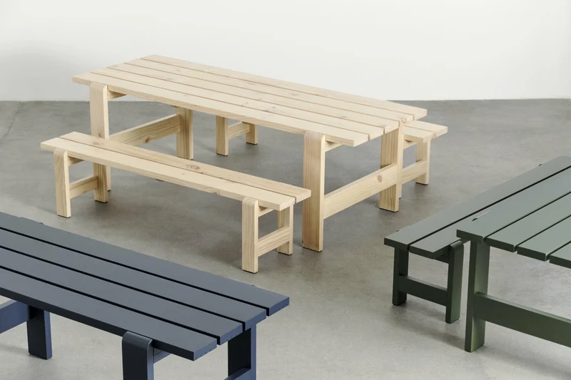 Banc en pin laqué 140 x 23 x 45 cm Weekday - Hay