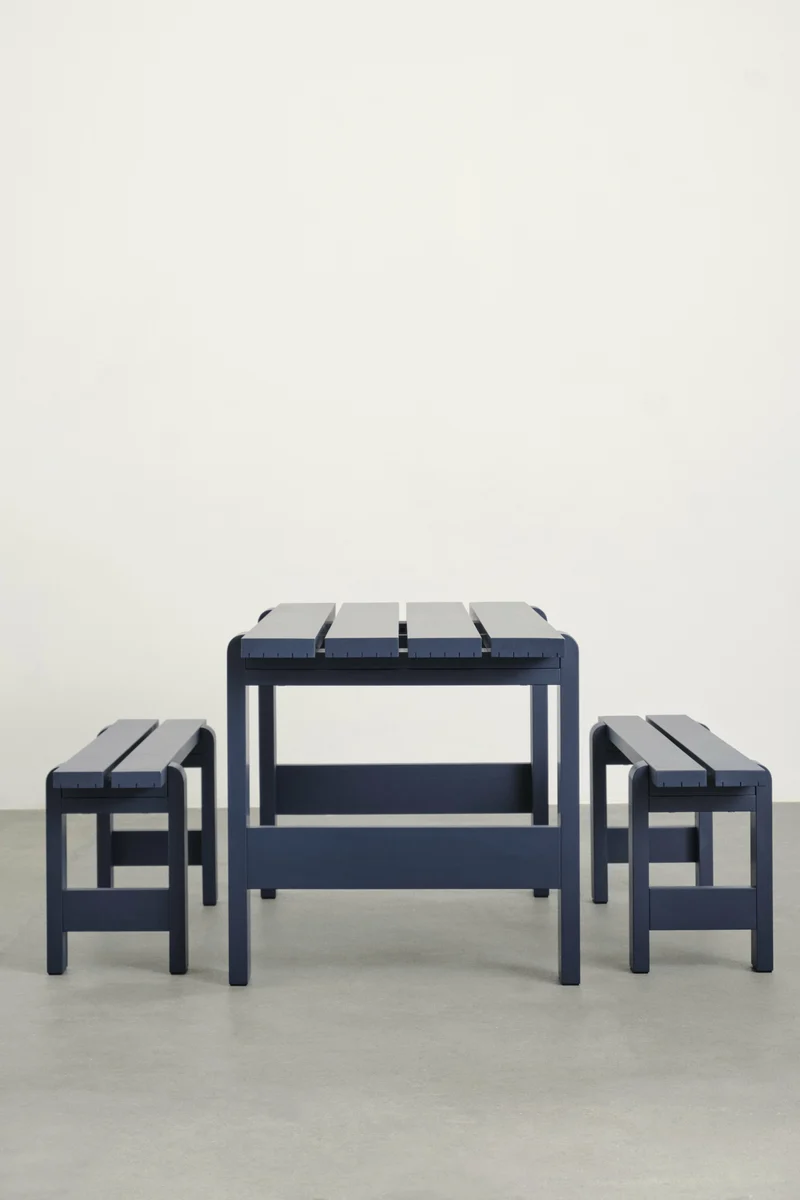 Banc en pin laqué bleu métal 190 x 32 x 45 cm Weekday - Hay