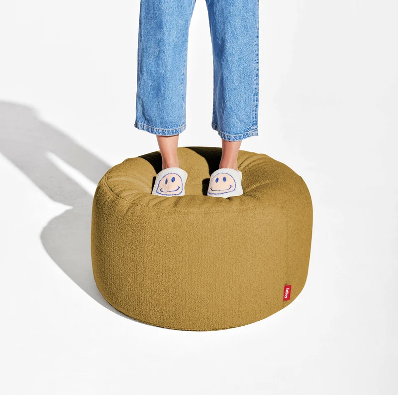 Pouf en sherpa jaune cidre 40 x 70 cm Point - Fatboy