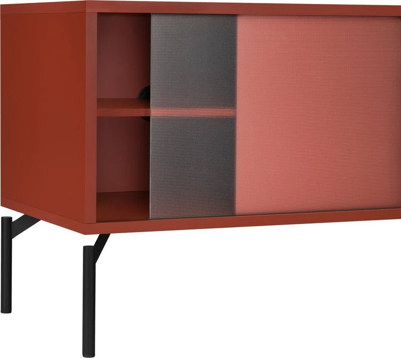 Meuble TV en acier rose terracotta Met Mini - noo.ma