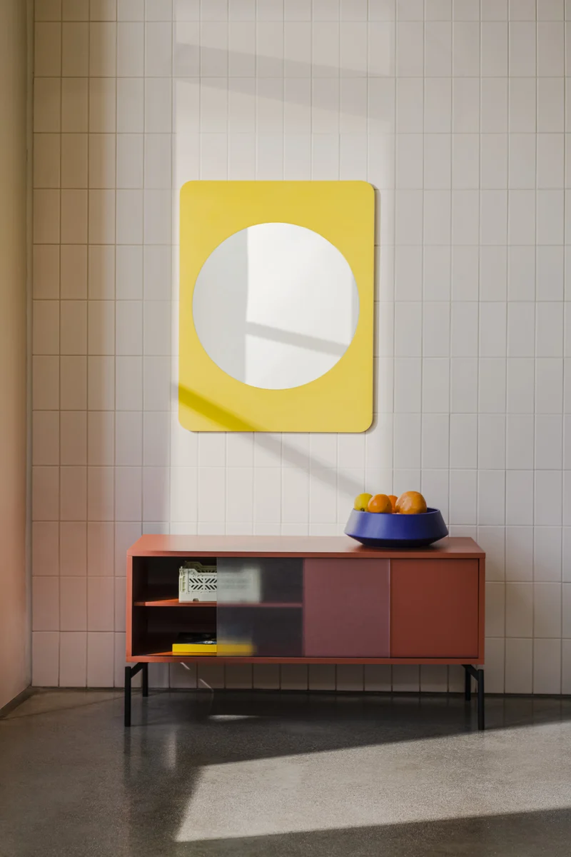 Meuble TV en acier rose terracotta Met Mini - noo.ma