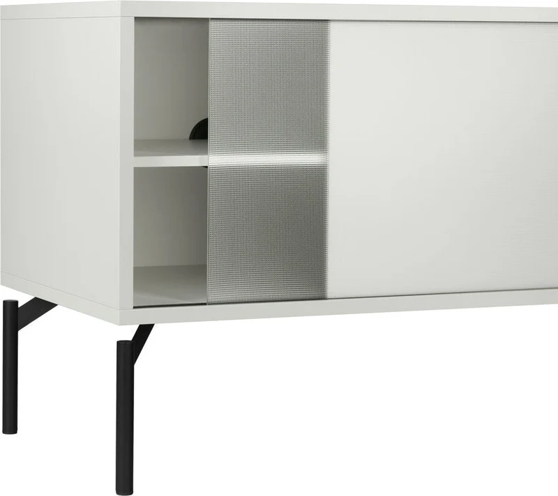 Meuble TV en acier gris amande Met Mini - noo.ma