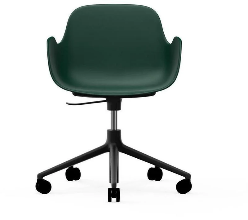 Chaise de bureau réglable à roulettes avec accoudoirs en pp verte Swivel 5W vert - Normann Copenhagen