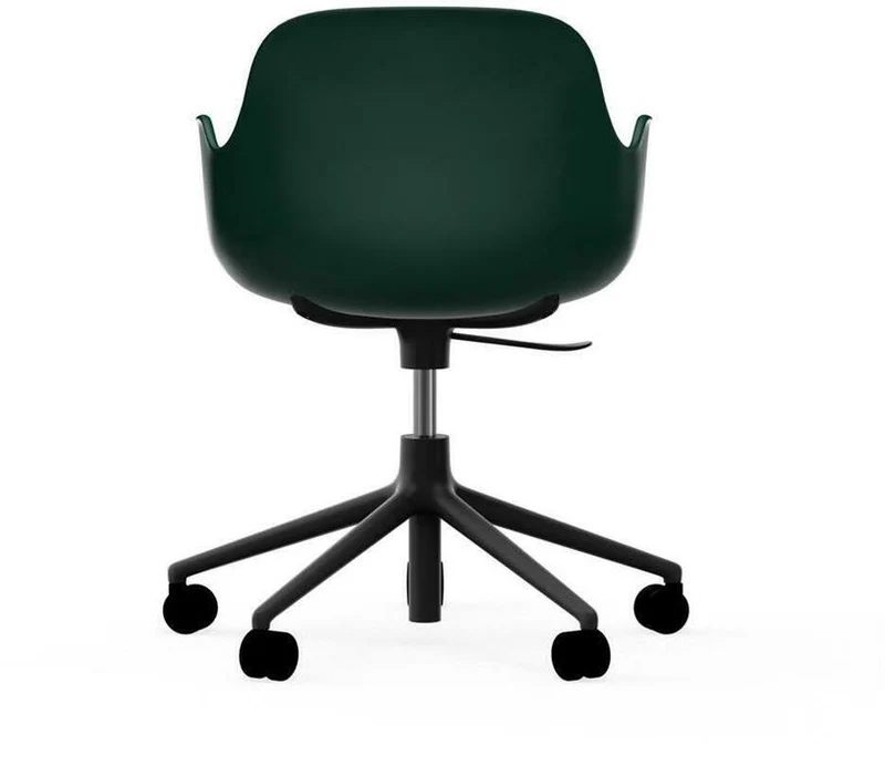 Chaise de bureau réglable à roulettes avec accoudoirs en pp verte Swivel 5W vert - Normann Copenhagen