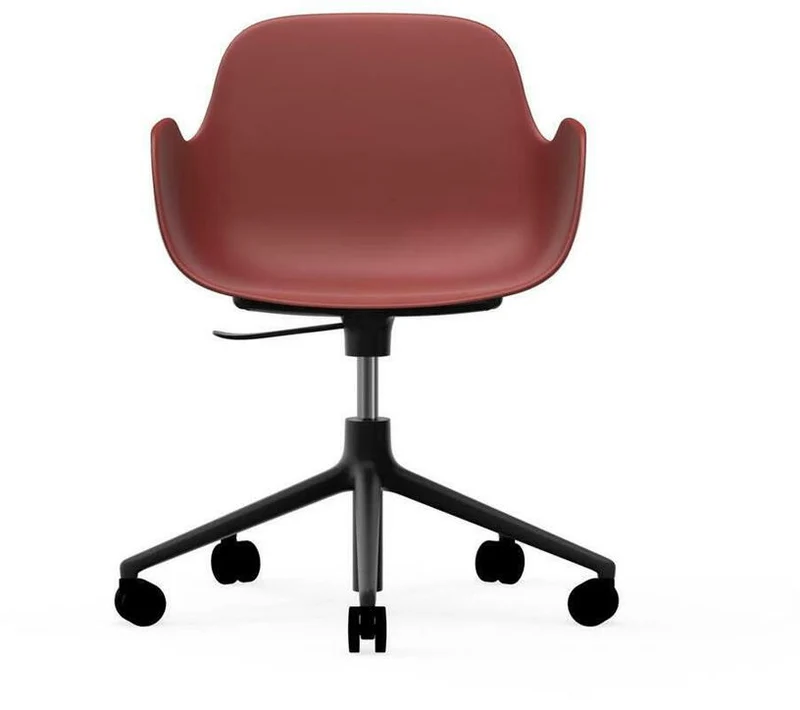Chaise de bureau réglable à roulettes avec accoudoirs en pp rouge Swivel 5W rouge - Normann Copenhagen
