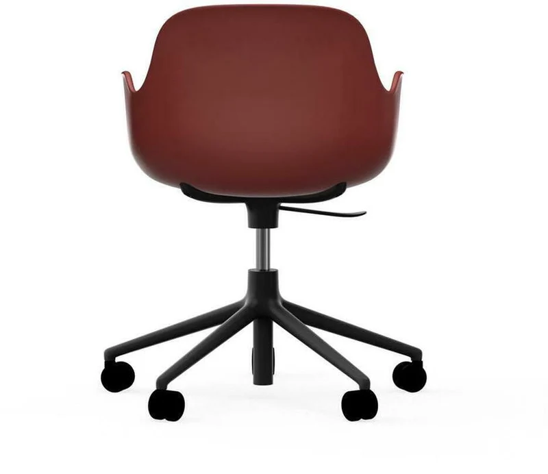 Chaise de bureau réglable à roulettes avec accoudoirs en pp rouge Swivel 5W rouge - Normann Copenhagen