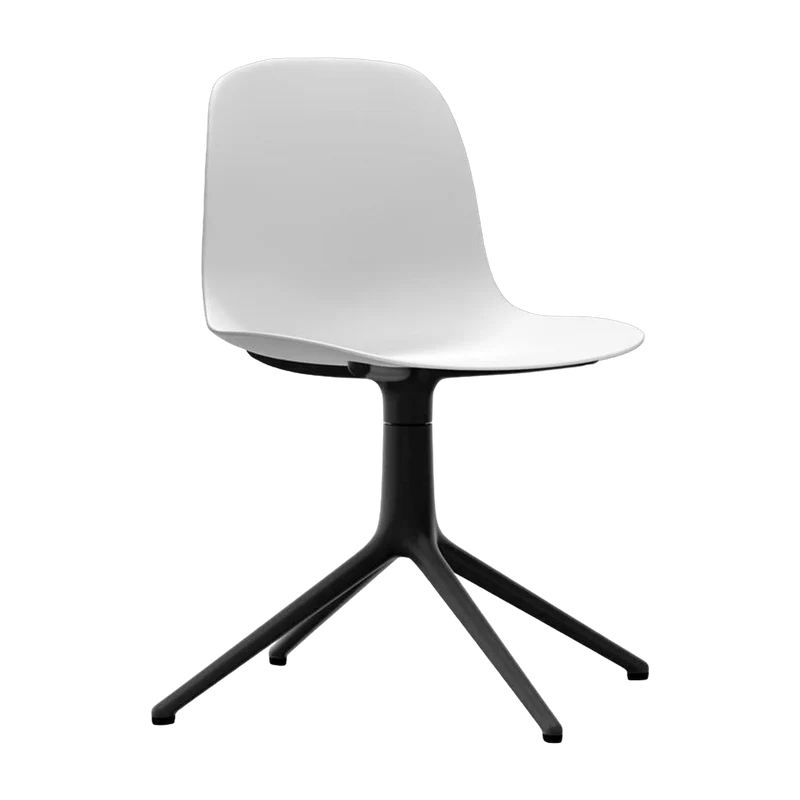 Chaise de bureau en polypropylène blanche et base noire Swivel 4L blanc - Normann Copenhagen