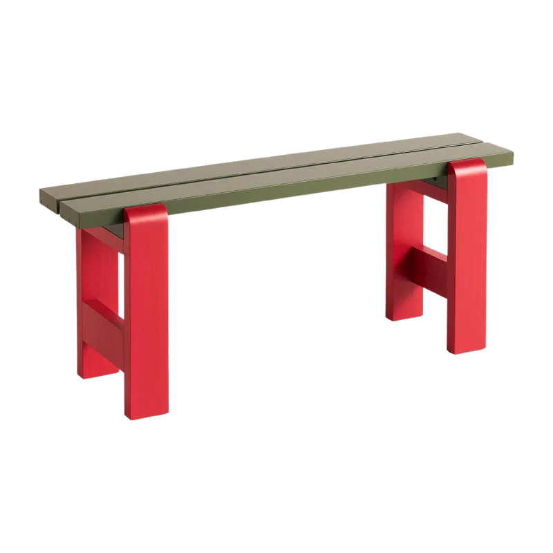 Banc duo en pin laqué olive et vin rouge 111 x 23 x 45 cm Weekday - Hay