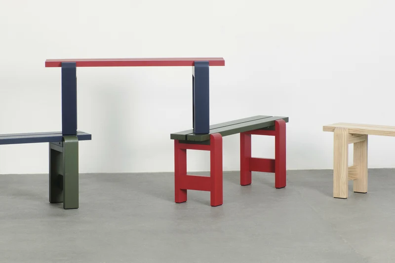 Banc duo en pin laqué olive et vin rouge 111 x 23 x 45 cm Weekday - Hay