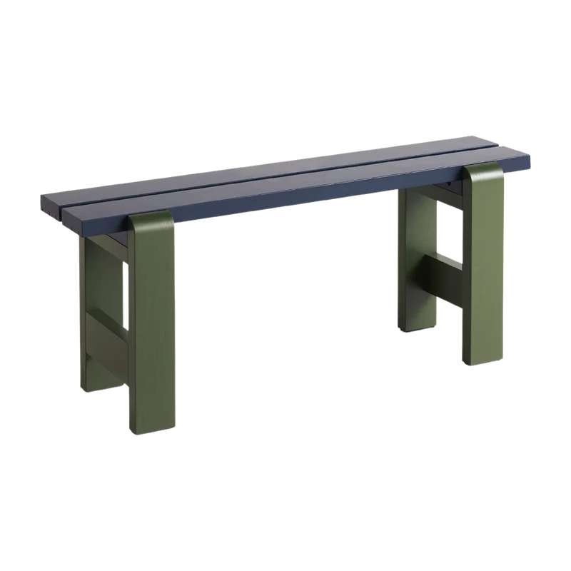Banc duo en pin laqué bleu métal et olive 111 x 23 x 45 cm Weekday - Hay