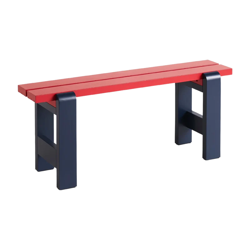 Banc duo en pin laqué vin rouge et bleu métal 111 x 23 x 45 cm Weekday - Hay