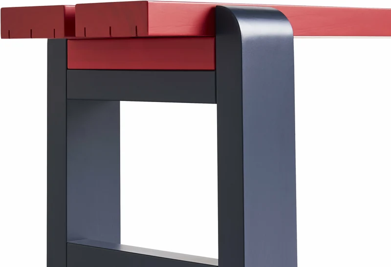 Banc duo en pin laqué vin rouge et bleu métal 111 x 23 x 45 cm Weekday - Hay