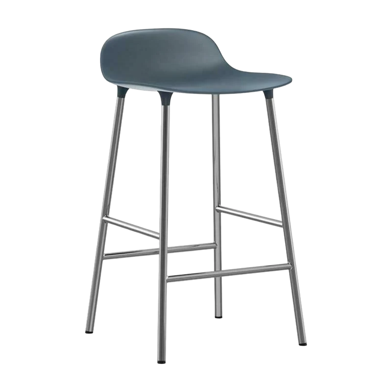 Tabouret en chrome et pp bleu 65 cm Form - Normann Copenhagen
