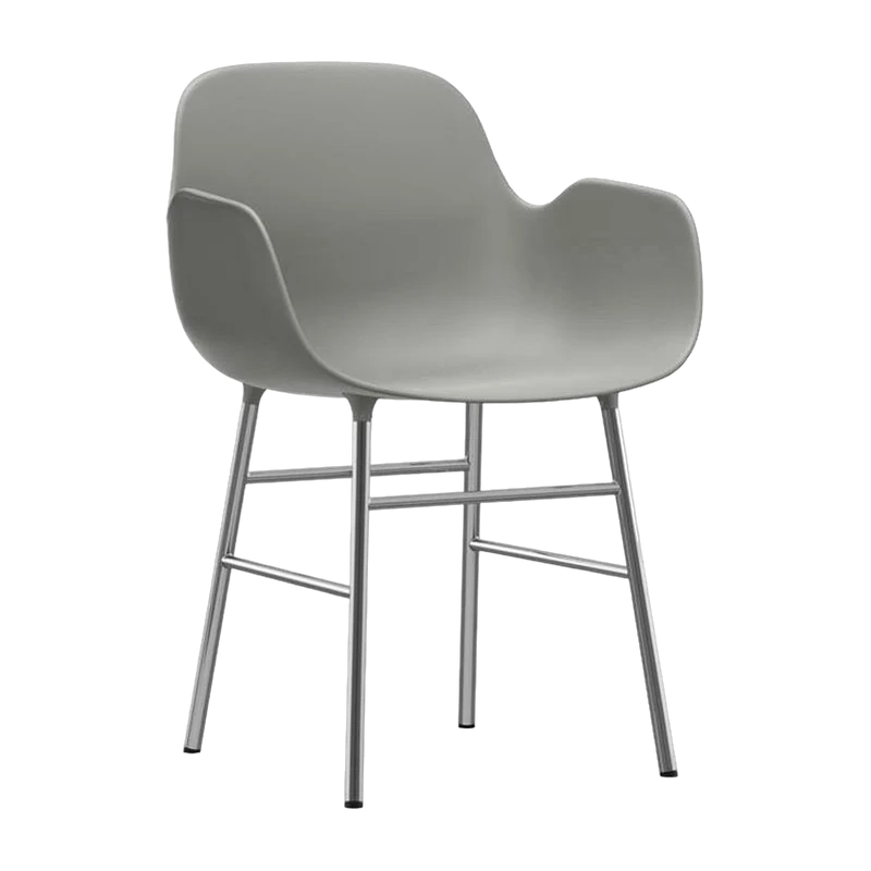 Chaise avec accoudoirs en chrome et pp gris Form - Normann Copenhagen