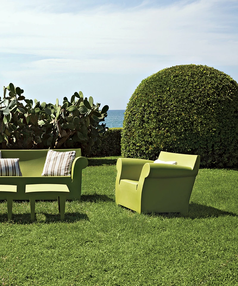 Table basse de jardin carrée noire Bubble Club - Kartell