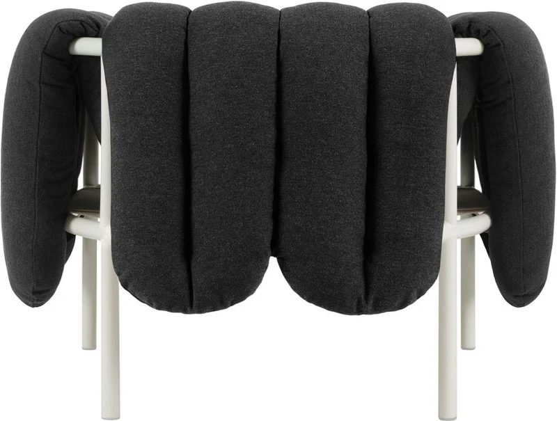 Fauteuil lounge en coton anthracite et acier crème Puffy - Hem
