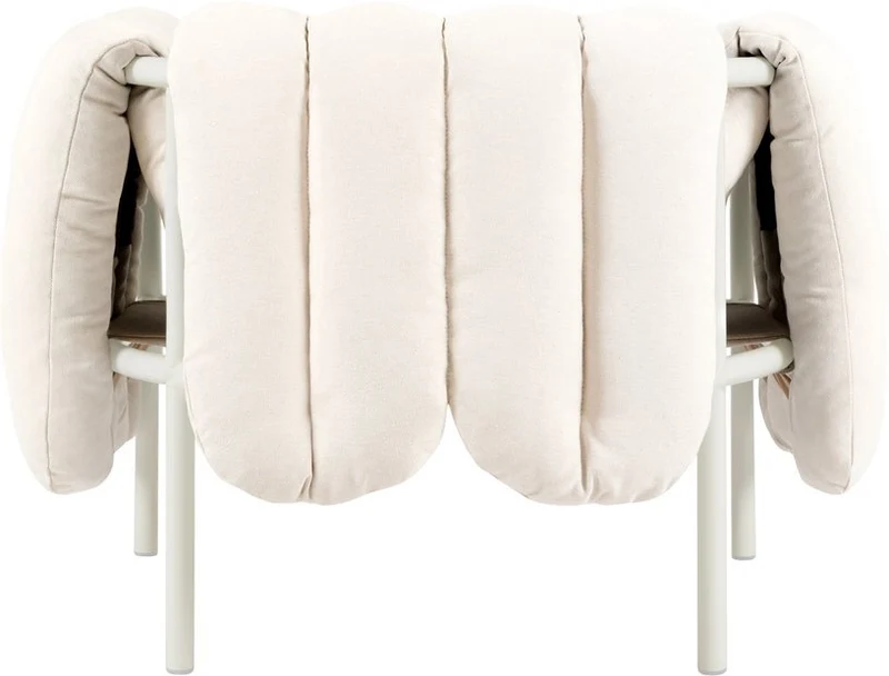 Fauteuil lounge en coton naturel et acier crème Puffy - Hem