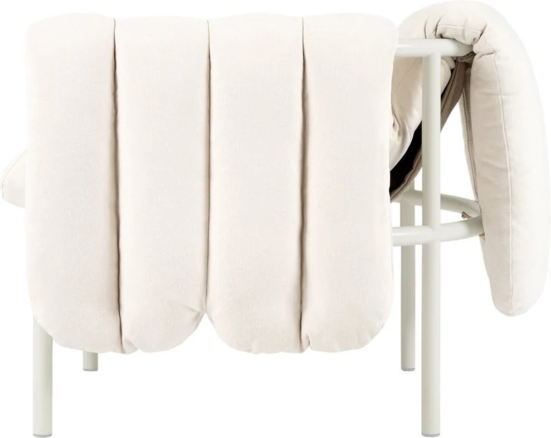 Fauteuil lounge en coton naturel et acier crème Puffy - Hem