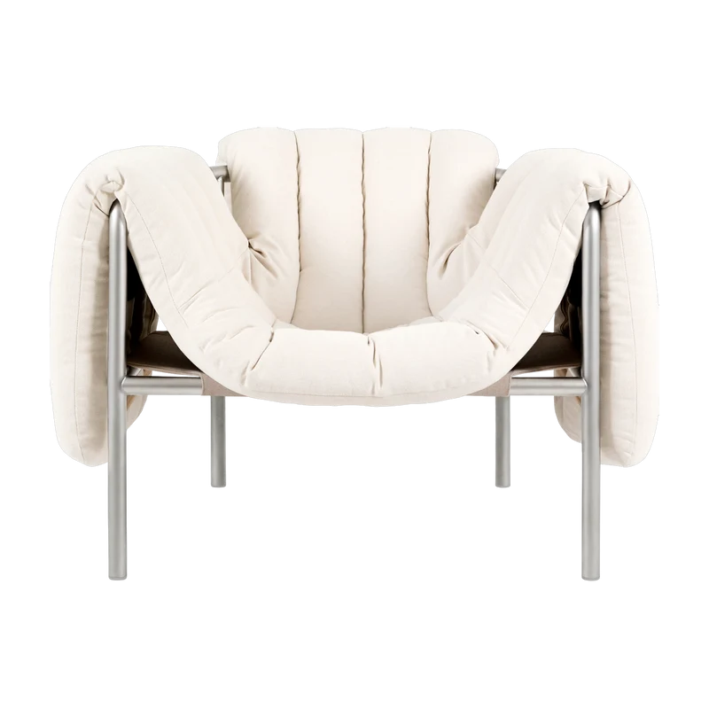 Fauteuil lounge en coton naturel et acier Puffy - Hem