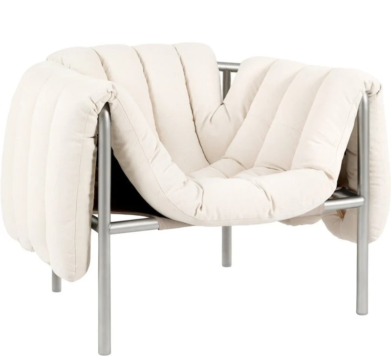 Fauteuil lounge en coton naturel et acier Puffy - Hem