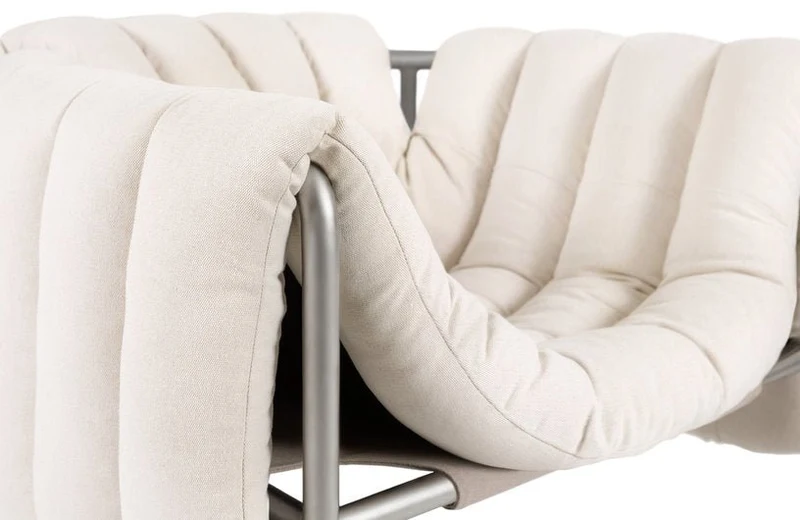 Fauteuil lounge en coton naturel et acier Puffy - Hem