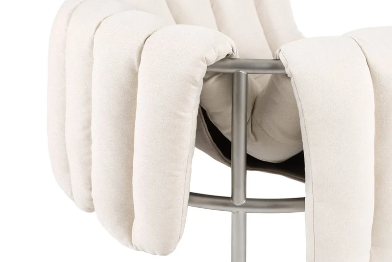 Fauteuil lounge en coton naturel et acier Puffy - Hem
