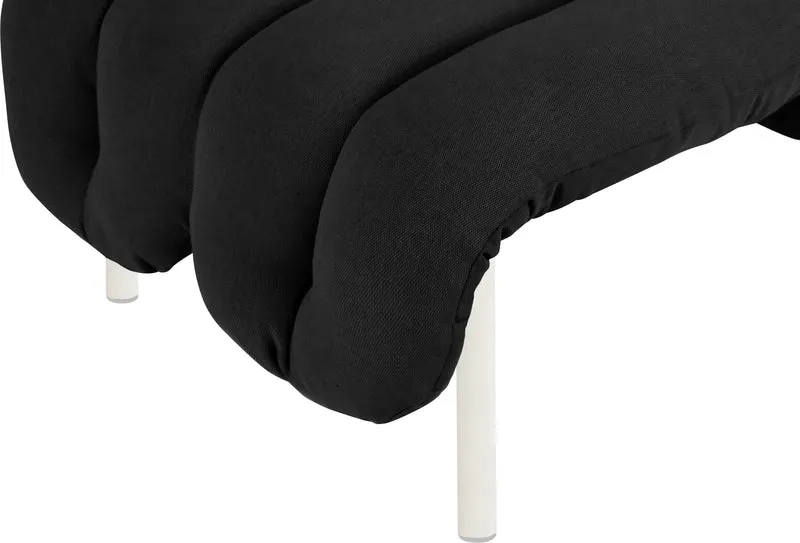 Repose-pieds en coton anthracite et acier crème Puffy - Hem