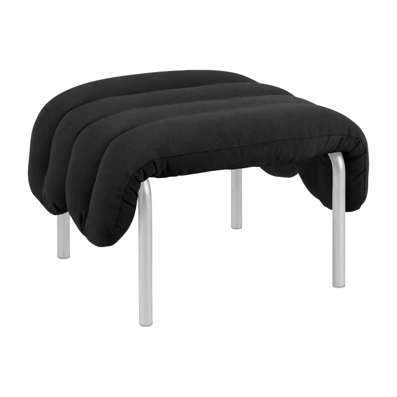 Repose-pieds en coton anthracite et acier Puffy - Hem