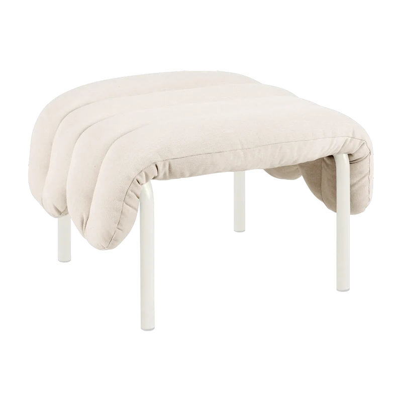Repose-pieds en coton naturel et acier crème Puffy - Hem