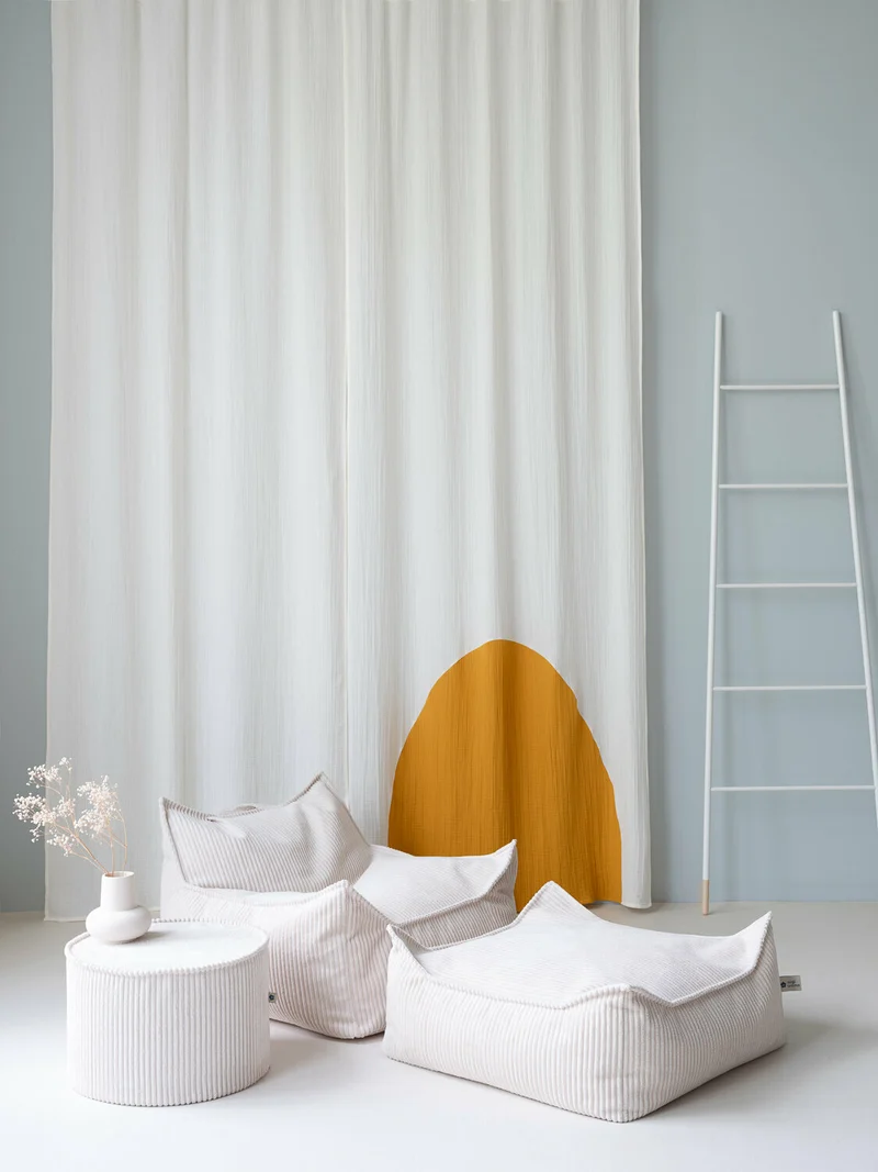 Pouf carré en velours côtelé côtelé blanc marshmallow 60 x 60 cm - Wigiwama