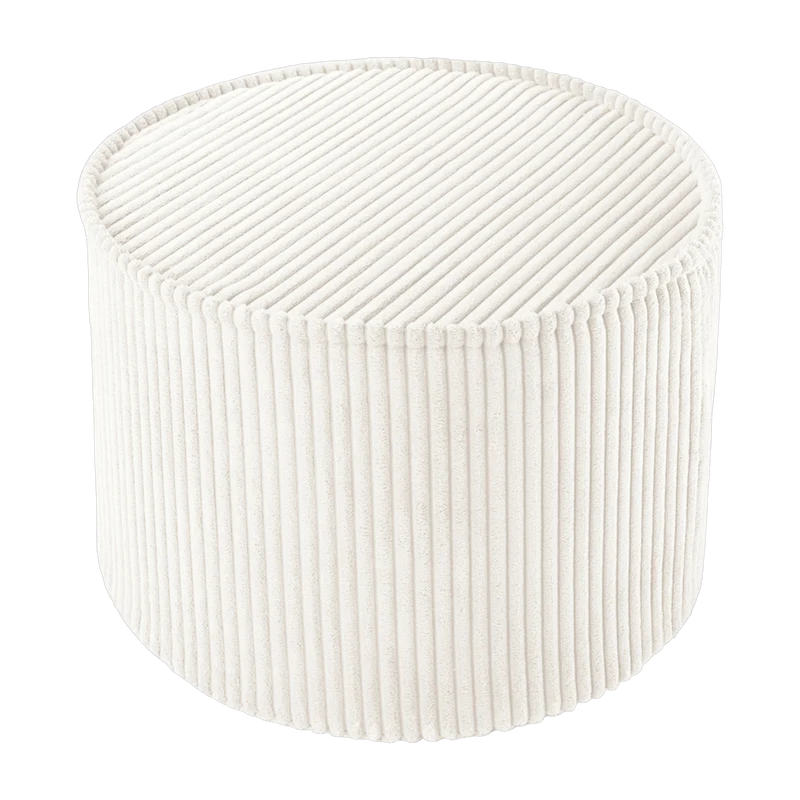 Pouf rond en velours côtelé blanc marshmallow 25 x 40 cm - Wigiwama